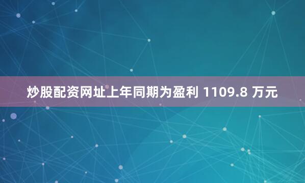 炒股配资网址上年同期为盈利 1109.8 万元